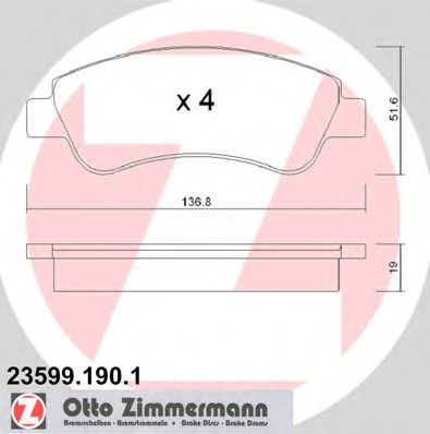 Set placute frana,frana disc CITROEN C3 I (FC) (2002 - 2016) ZIMMERMANN 23599.190.1 piesa NOUA