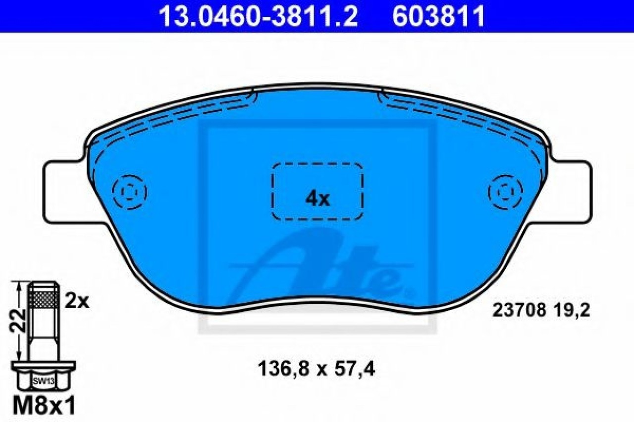 Set placute frana,frana disc CITROEN C3 I (FC) (2002 - 2016) ATE 13.0460-3811.2 piesa NOUA