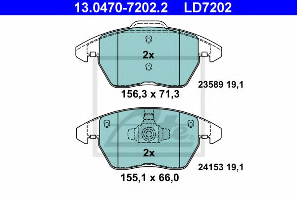 Set placute frana,frana disc CITROEN C4 Cupe (LA) (2004 - 2011) ATE 13.0470-7202.2 piesa NOUA