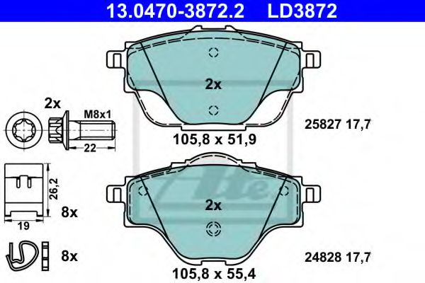 Set placute frana,frana disc CITROEN C4 Grand Picasso II (2013 - 2016) ATE 13.0470-3872.2 piesa NOUA