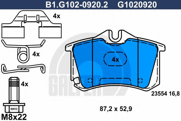 Set placute frana,frana disc CITROEN C4 I (LC) (2004 - 2011) GALFER B1.G102-0920.2 piesa NOUA