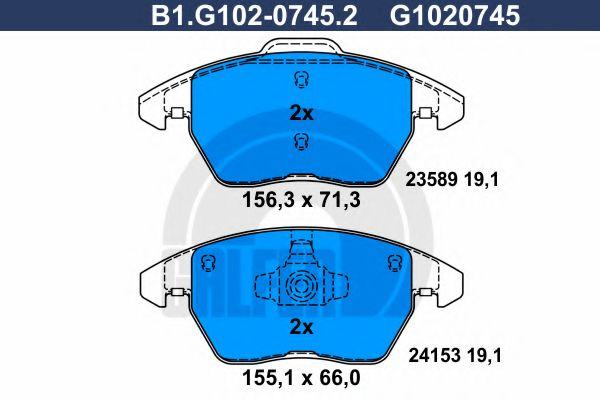 Set placute frana,frana disc CITROEN C4 I (LC) (2004 - 2011) GALFER B1.G102-0745.2 piesa NOUA