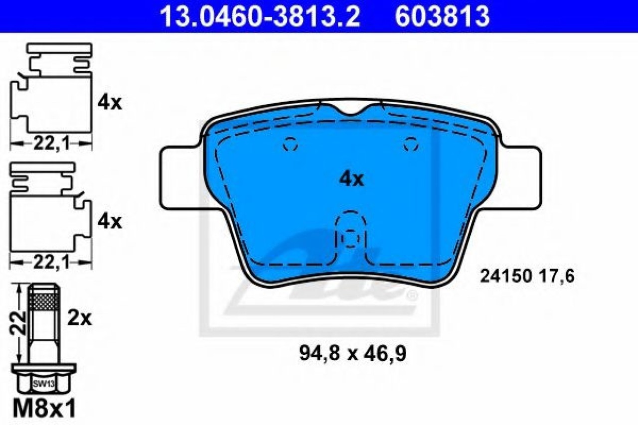 Set placute frana,frana disc CITROEN C4 I (LC) (2004 - 2011) ATE 13.0460-3813.2 piesa NOUA