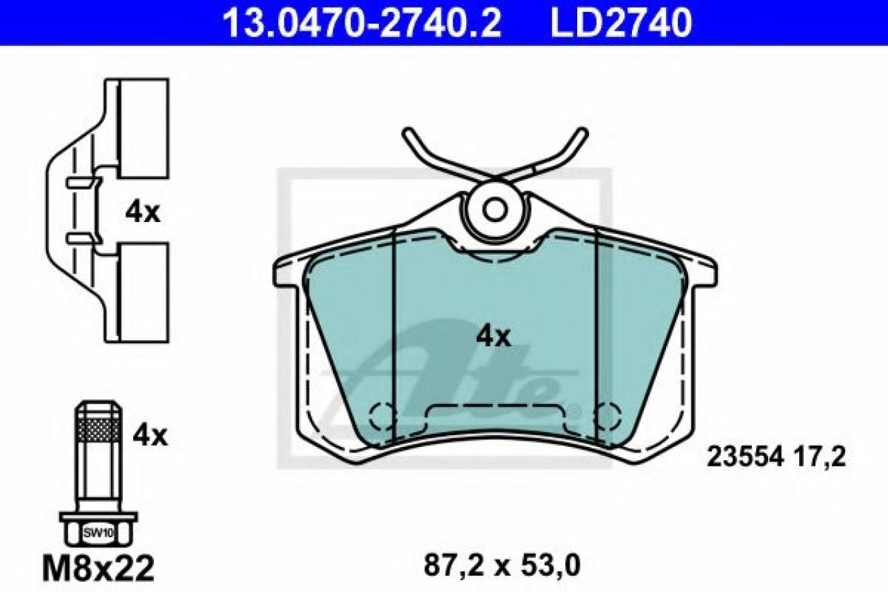 Set placute frana,frana disc CITROEN C4 I (LC) (2004 - 2011) ATE 13.0470-2740.2 piesa NOUA