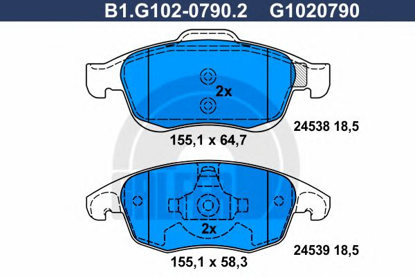 Set placute frana,frana disc CITROEN C4 Picasso I (UD) (2007 - 2013) GALFER B1.G102-0790.2 piesa NOUA