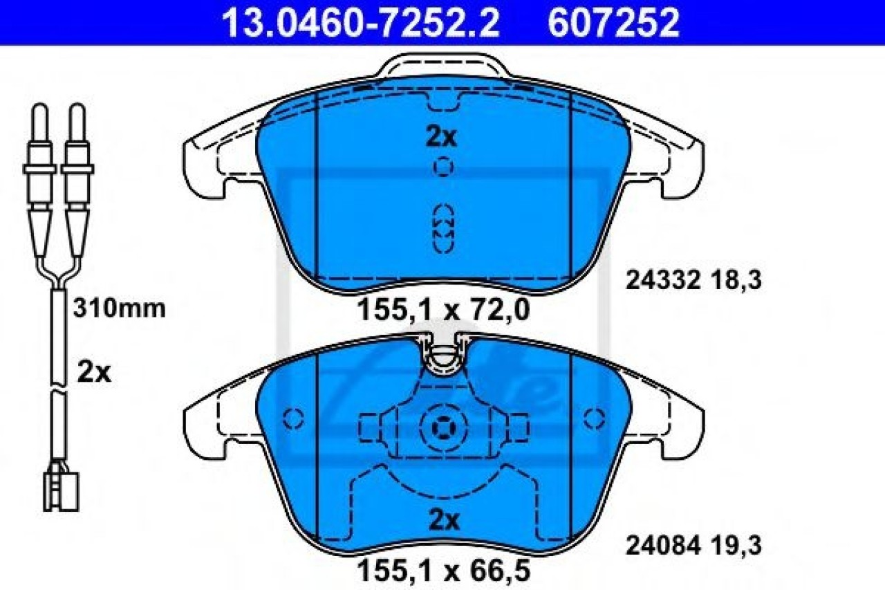 Set placute frana,frana disc CITROEN C5 III Break (TD) (2008 - 2016) ATE 13.0460-7252.2 piesa NOUA