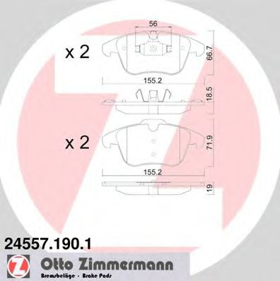 Set placute frana,frana disc CITROEN DS4 (2011 - 2015) ZIMMERMANN 24557.190.1 piesa NOUA