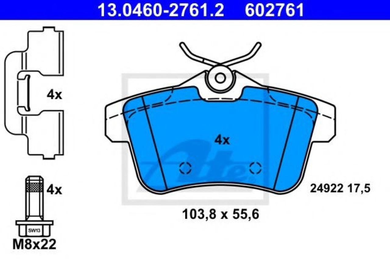 Set placute frana,frana disc CITROEN DS5 (2011 - 2015) ATE 13.0460-2761.2 piesa NOUA