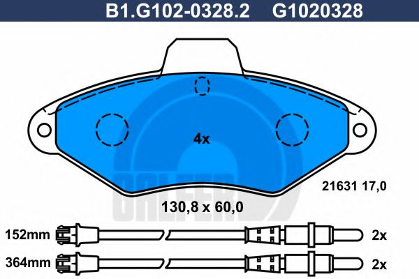 Set placute frana,frana disc CITROEN XANTIA (X1) (1993 - 1998) GALFER B1.G102-0328.2 piesa NOUA