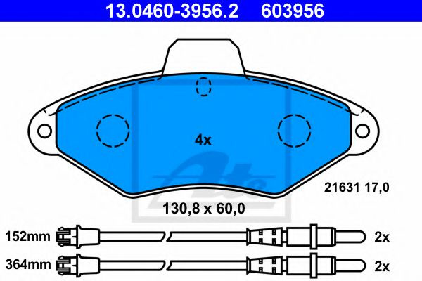 Set placute frana,frana disc CITROEN XANTIA (X2) (1998 - 2003) ATE 13.0460-3956.2 piesa NOUA