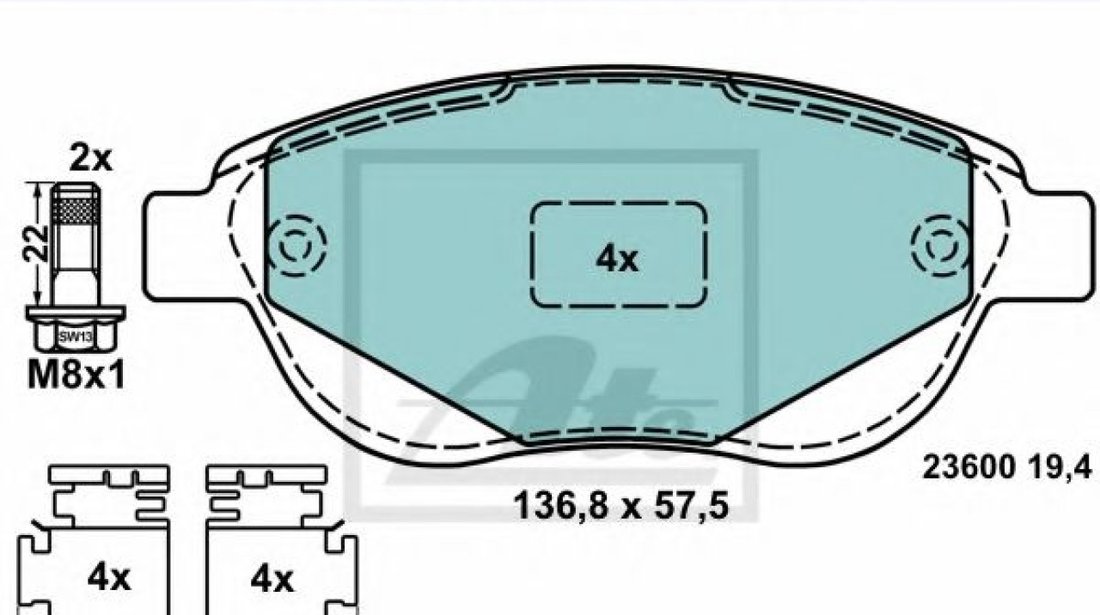 Set placute frana,frana disc CITROEN XSARA Cupe (N0) (1998 - 2005) ATE 13.0470-3966.2 piesa NOUA