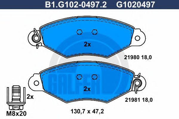 Set placute frana,frana disc CITROEN XSARA (N1) (1997 - 2005) GALFER B1.G102-0497.2 piesa NOUA