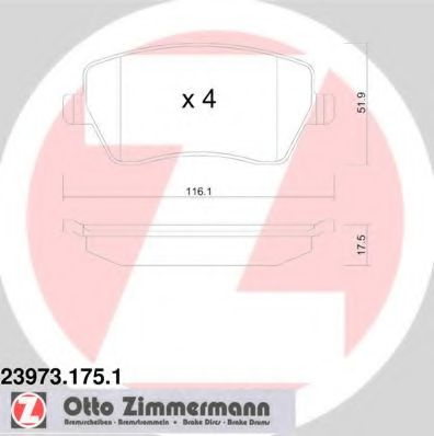 Set placute frana,frana disc DACIA LODGY (2012 - 2016) ZIMMERMANN 23973.175.1 piesa NOUA