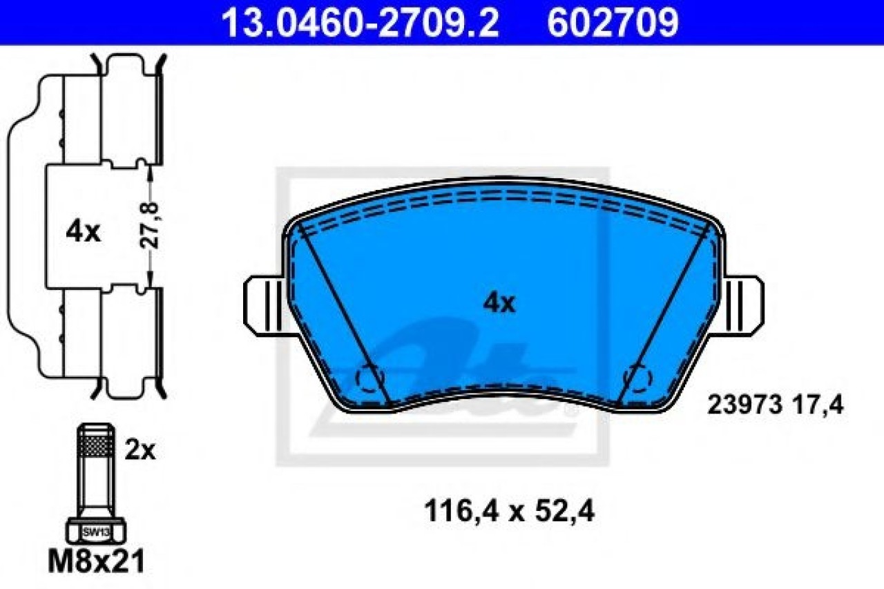 Set placute frana,frana disc DACIA LOGAN EXPRESS (FS) (2009 - 2016) ATE 13.0460-2709.2 piesa NOUA