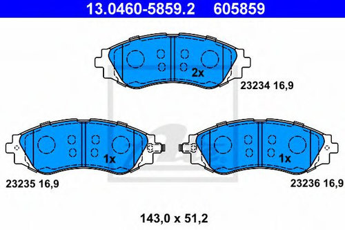 Set placute frana,frana disc DAEWOO LEGANZA (KLAV) (1997 - 2004) ATE 13.0460-5859.2 piesa NOUA