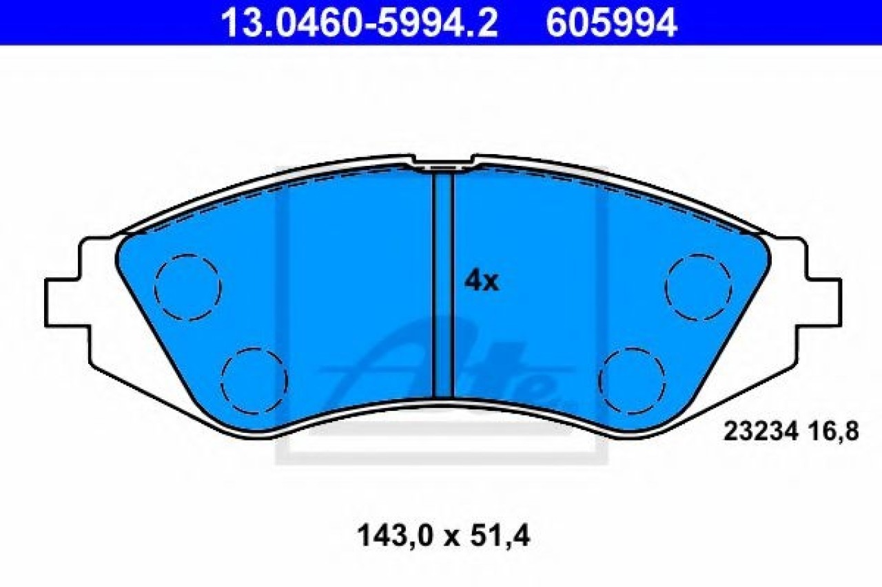 Set placute frana,frana disc DAEWOO NUBIRA Limuzina (KLAJ) (1997 - 2016) ATE 13.0460-5994.2 piesa NOUA