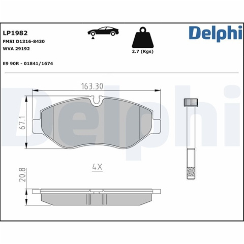 Set Placute Frana,frana Disc Delphi Mercedes-Benz LP1982