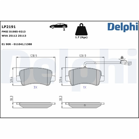 Set Placute Frana,frana Disc Delphi Renault LP2191