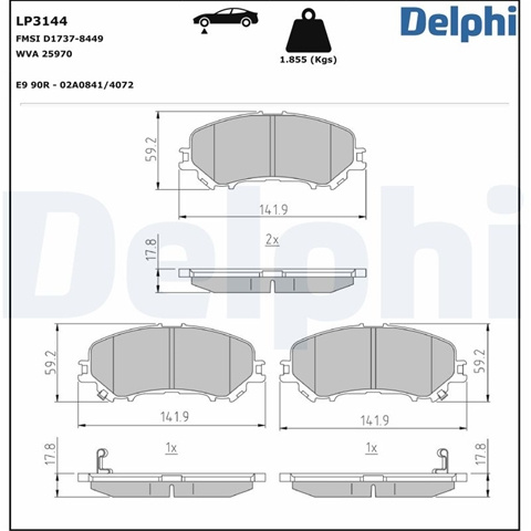 Set Placute Frana,frana Disc Delphi Renault LP3144