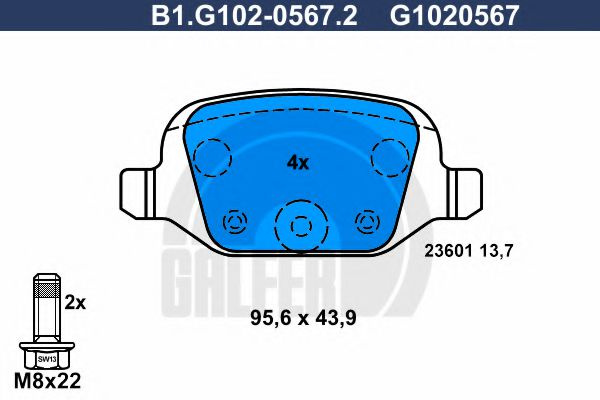 Set placute frana,frana disc FIAT 500 (312) (2007 - 2016) GALFER B1.G102-0567.2 piesa NOUA