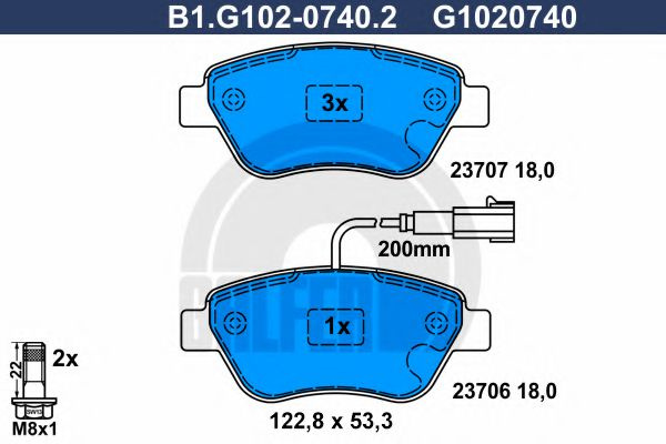 Set placute frana,frana disc FIAT 500 C (312) (2009 - 2016) GALFER B1.G102-0740.2 piesa NOUA