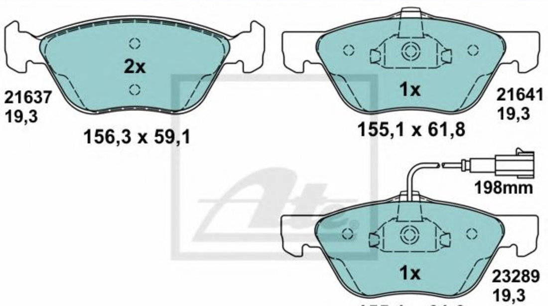 Set placute frana,frana disc FIAT BRAVO I (182) (1995 - 2001) ATE 13.0470-7140.2 piesa NOUA