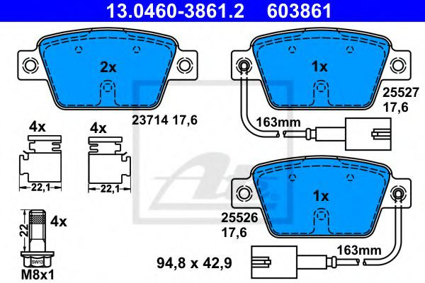 Set placute frana,frana disc FIAT BRAVO Van (198) (2008 - 2016) ATE 13.0460-3861.2 piesa NOUA