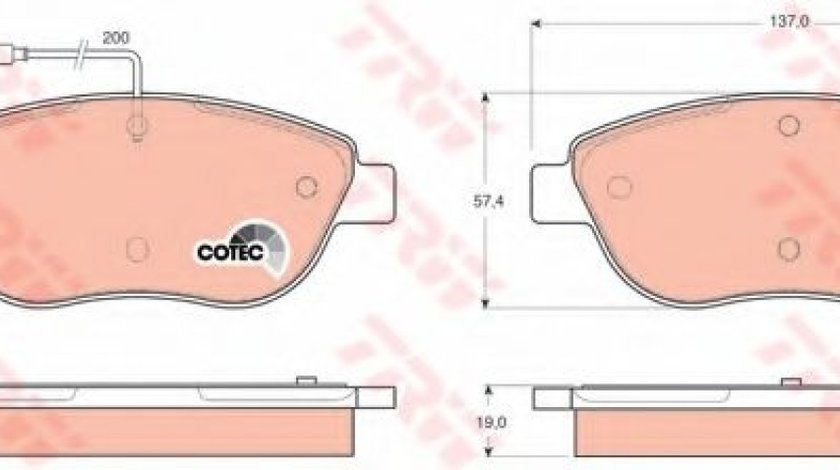 Set placute frana,frana disc FIAT BRAVO Van (198) (2008 - 2016) TRW GDB1483 piesa NOUA