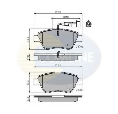 Set placute frana,frana disc FIAT DOBLO Cargo (223) (2000 - 2016) COMLINE CBP11702 piesa NOUA