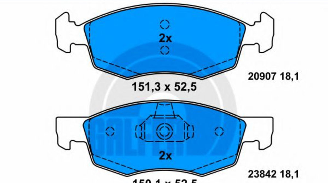 Set placute frana,frana disc FIAT DOBLO Cargo (223) (2000 - 2016) GALFER B1.G102-0496.2 piesa NOUA