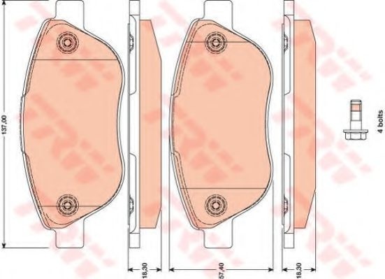 Set placute frana,frana disc FIAT DOBLO Cargo (223) (2000 - 2016) TRW GDB1750 piesa NOUA