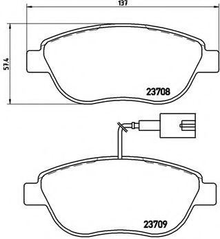 Set placute frana,frana disc FIAT DOBLO Combi (263) (2010 - 2016) BREMBO P 23 137 piesa NOUA