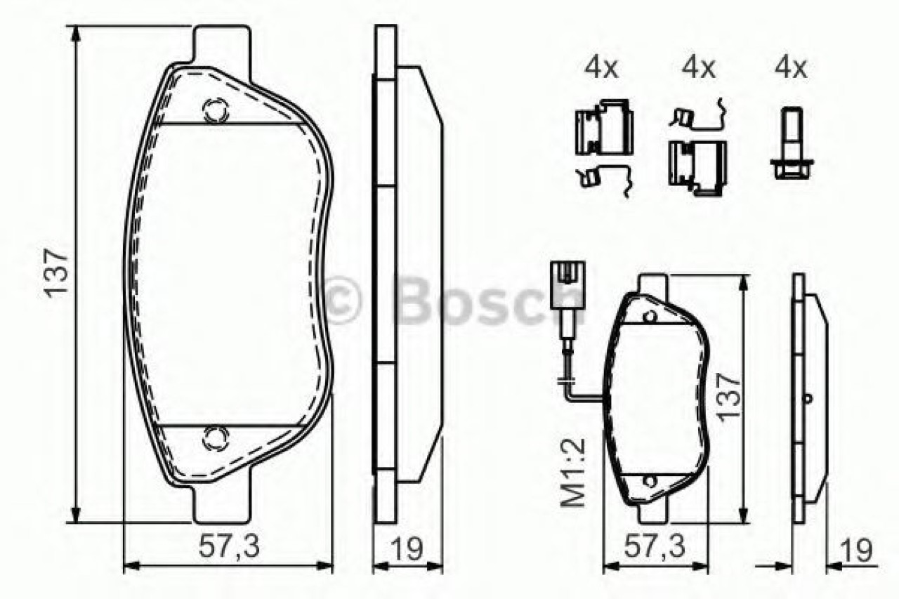 Set placute frana,frana disc FIAT DOBLO Microbus (263, 152) (2009 - 2016) BOSCH 0 986 424 596 piesa NOUA