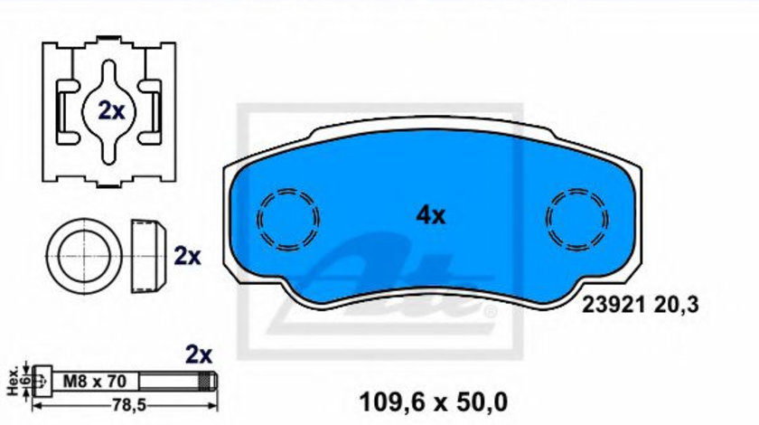 Set placute frana,frana disc FIAT DUCATO bus (230) (1994 - 2002) ATE 13.0460-4980.2 piesa NOUA