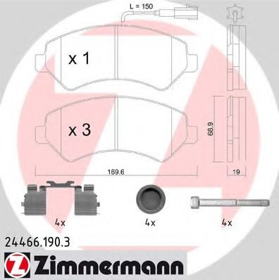 Set placute frana,frana disc FIAT DUCATO bus (250, 290) (2006 - 2016) ZIMMERMANN 24466.190.3 piesa NOUA