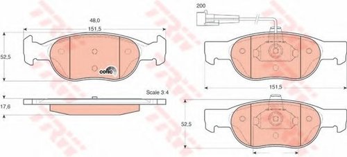 Set placute frana,frana disc FIAT MAREA (185) (1996 - 2007) TRW GDB1291 piesa NOUA