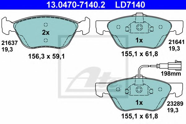 Set placute frana,frana disc FIAT MAREA Weekend (185) (1996 - 2007) ATE 13.0470-7140.2 piesa NOUA