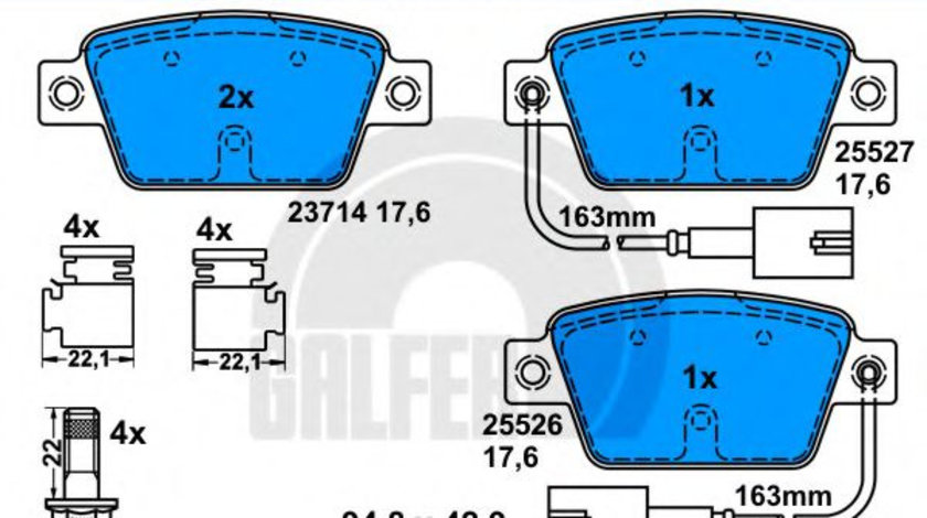 Set placute frana,frana disc FIAT MULTIPLA (186) (1999 - 2010) GALFER B1.G120-1128.2 piesa NOUA