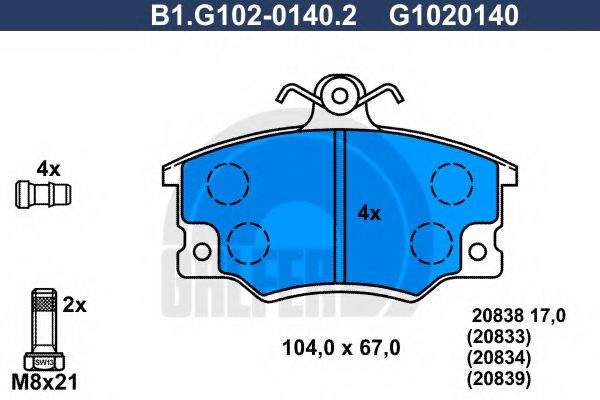 Set placute frana,frana disc FIAT PANDA Van (141) (1986 - 2004) GALFER B1.G102-0140.2 piesa NOUA