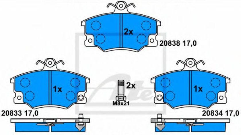 Set placute frana,frana disc FIAT PUNTO (176) (1993 - 1999) ATE 13.0460-2949.2 piesa NOUA