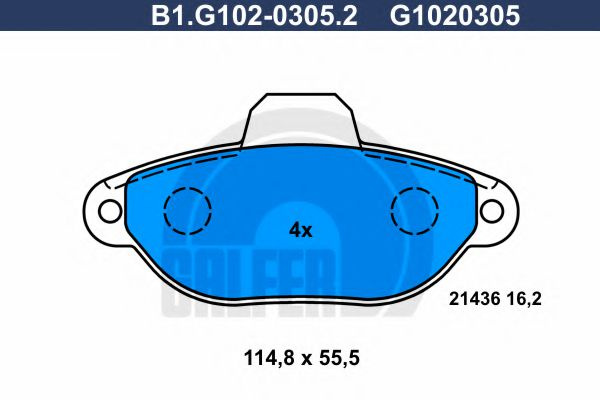 Set placute frana,frana disc FIAT PUNTO Van (176L) (1996 - 2000) GALFER B1.G102-0305.2 piesa NOUA