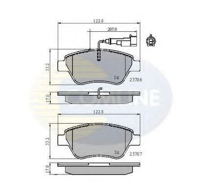 Set placute frana,frana disc FIAT QUBO (225) (2008 - 2016) COMLINE CBP11702 piesa NOUA