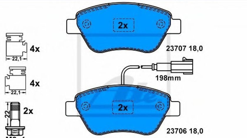 Set placute frana,frana disc FIAT QUBO (225) (2008 - 2016) ATE 13.0460-3863.2 piesa NOUA