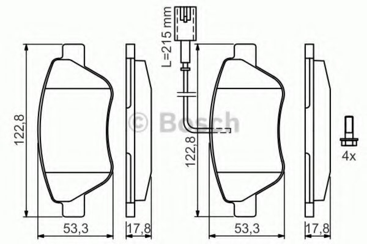 Set placute frana,frana disc FIAT QUBO (225) (2008 - 2016) BOSCH 0 986 424 597 piesa NOUA