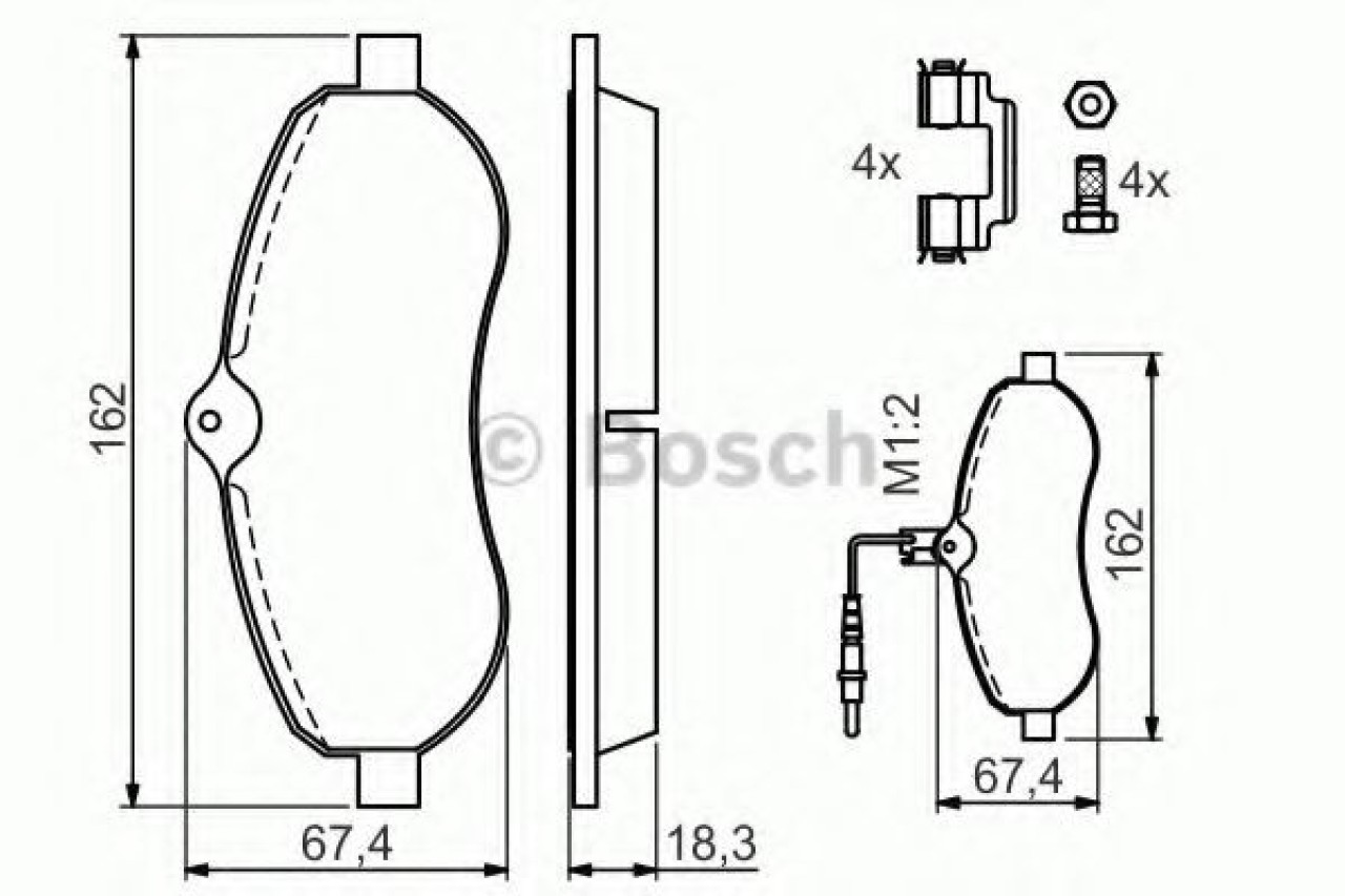 Set placute frana,frana disc FIAT SCUDO platou / sasiu (272, 270) (2007 - 2016) BOSCH 0 986 494 163 piesa NOUA