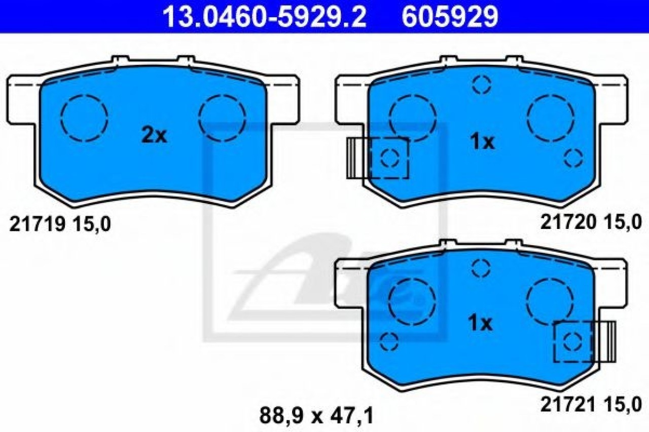 Set placute frana,frana disc FIAT SEDICI (FY) (2006 - 2016) ATE 13.0460-5929.2 piesa NOUA