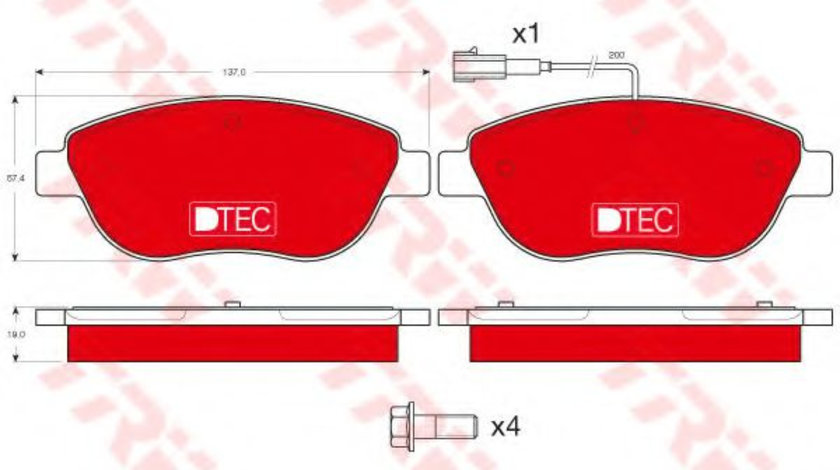 Set placute frana,frana disc FIAT STILO (192) (2001 - 2010) TRW GDB1483DTE piesa NOUA