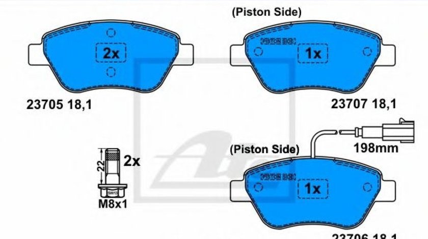 Set placute frana,frana disc FIAT STILO Multi Wagon (192) (2003 - 2008) ATE 13.0460-3982.2 piesa NOUA