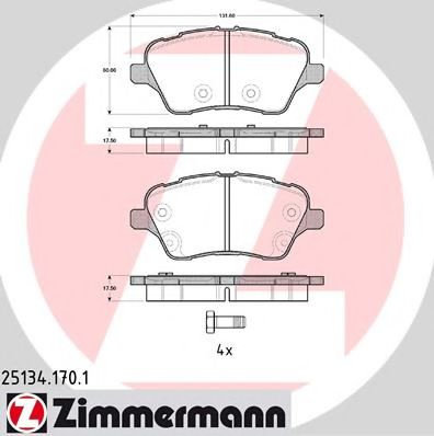 Set placute frana,frana disc FORD B-MAX Van (2012 - 2016) ZIMMERMANN 25134.170.1 piesa NOUA