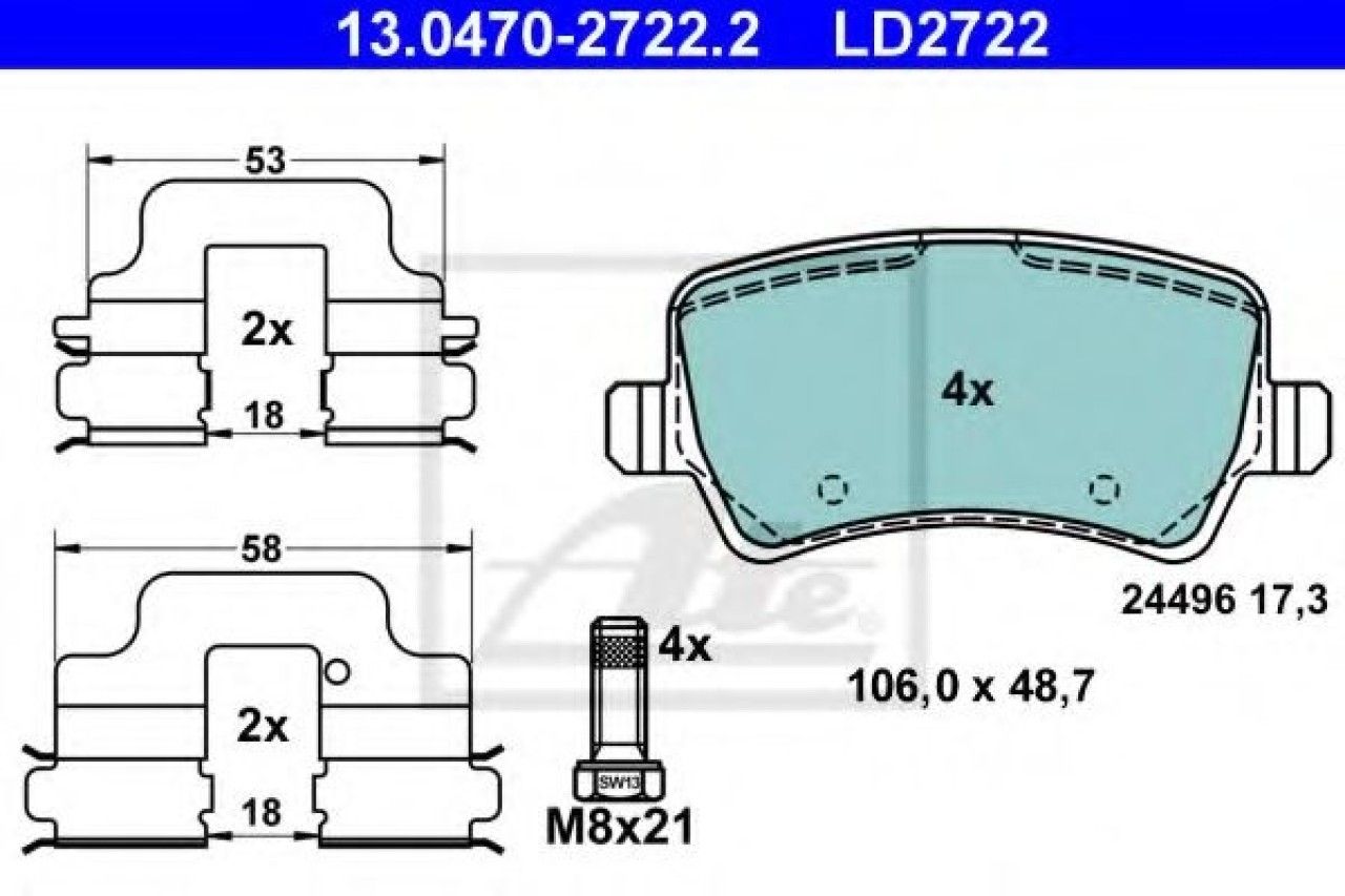 Set placute frana,frana disc FORD GALAXY (WA6) (2006 - 2015) ATE 13.0470-2722.2 piesa NOUA